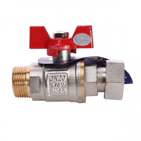 Кран кульовий прямий з накидною гайкою SOLOMON 3/4″ ЗВ PN40 160406 (000012532)