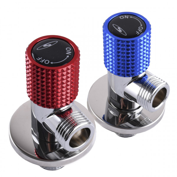 Комплект кранів кутових кераміка SOLOMON EXCLUSIVE 1/2″X1/2″ 9889 RED/BLUE (комплект2шт.) (000025175)