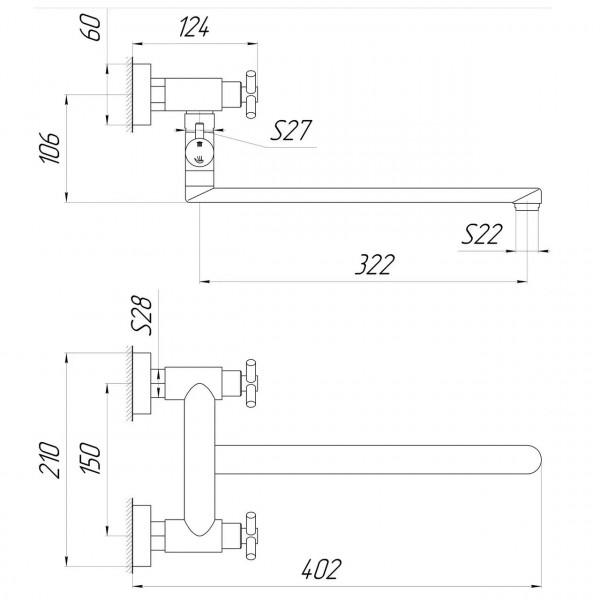 Смеситель для ванны Globus Lux DUKAT SD4-108 (000022967)