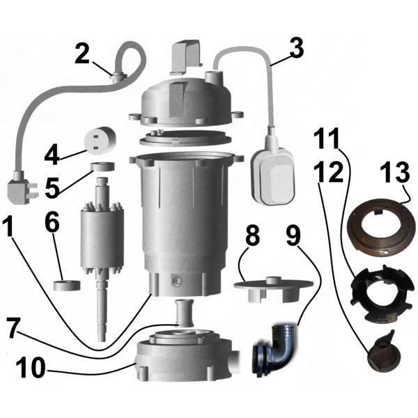 Насос фекальный с режущим механизмом VOLKS WQ 8-12G 1,1кВт (000013625)