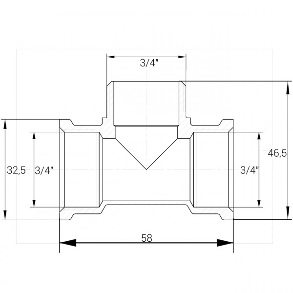 Трійник латунний 3/4″ВР х 3/4″ЗР х 3/4″ВР штампований А0252А VA (000025507)