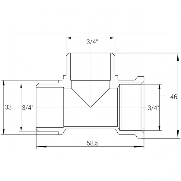 Тройник латунный 3/4″ВР х 3/4″НР х 3/4″НР штампованный А0255А VA (000025510)
