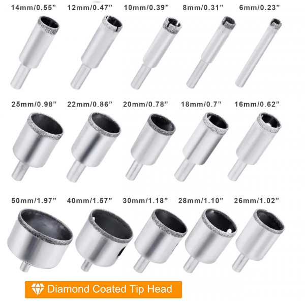 Набор шаблон + алмазные коронки 15 шт (643983912)