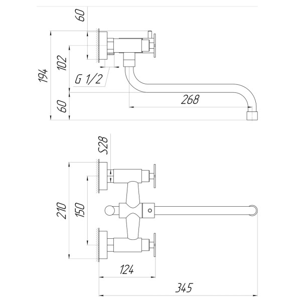 Смеситель для ванны Globus Lux DUKAT-8 SD8-208L (000024969)