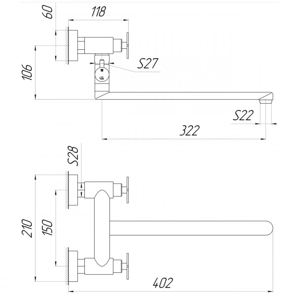 Смеситель для ванны Globus Lux DUKAT-8 SD8-108 (000024965)