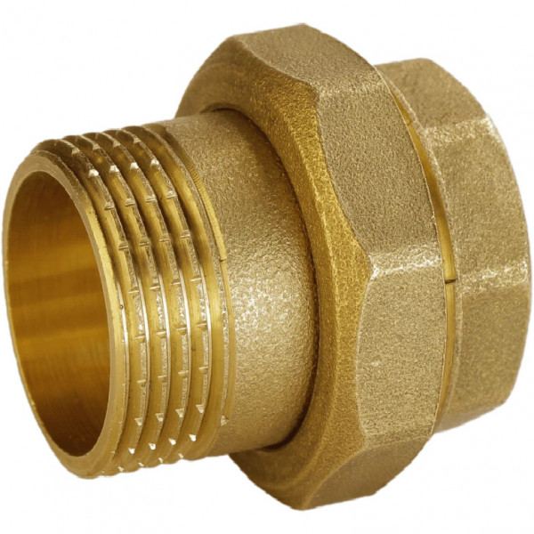 Згін американка пряма латунна 1″ВР х 1″ЗР штампована з резиновою прокладкою Б0811А VA (000025546)