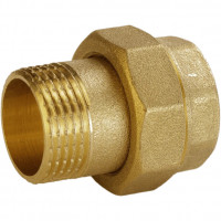 Згін американка пряма латунна 1/2″ВР х 1/2″ЗР штампована з резиновою прокладкою Б0809А VA (000025543)