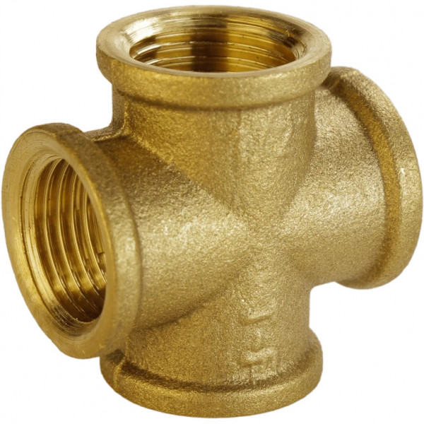 Хрестовина латунна 1/2″ВР х 1/2″ВР х 1/2″ВР х 1/2″ВР ливарна А4601-1А VA (000021287)