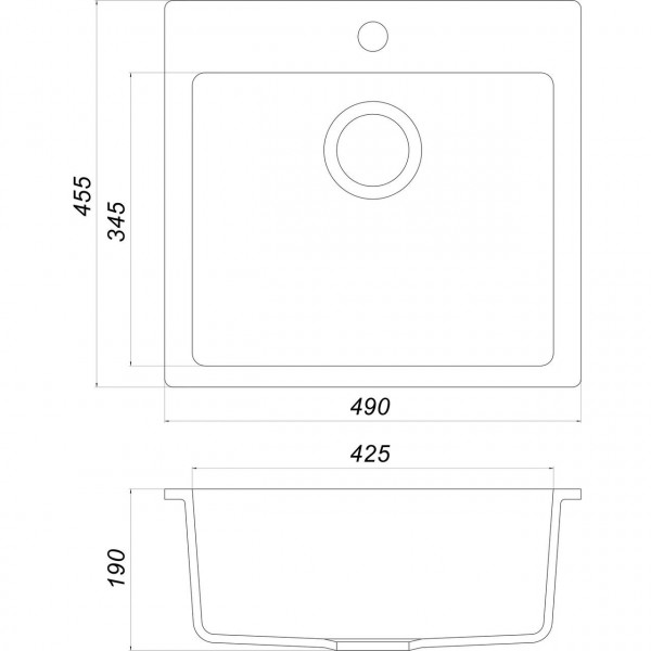 Гранитная мойка Globus Lux AOSTA черный металлик 490x455мм-А0001 (000023578)