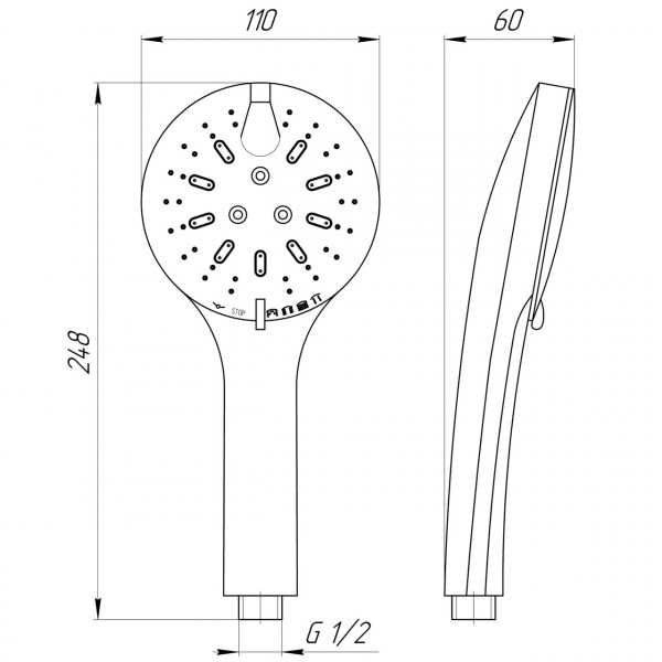 Душевая лейка Topaz NF-2206-00-WHITE (000025160)