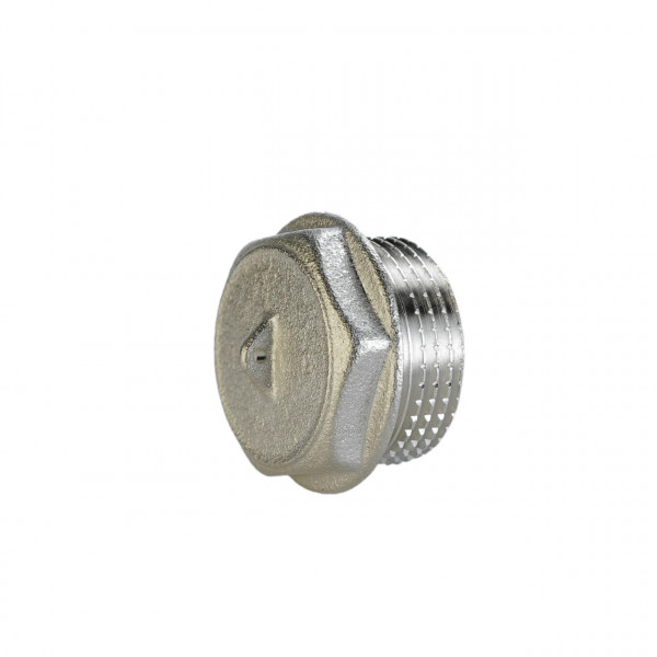 Заглушка нікельована 1″ЗР штампована з контрольним отвором А1093Ако(нк) VA (000025703)