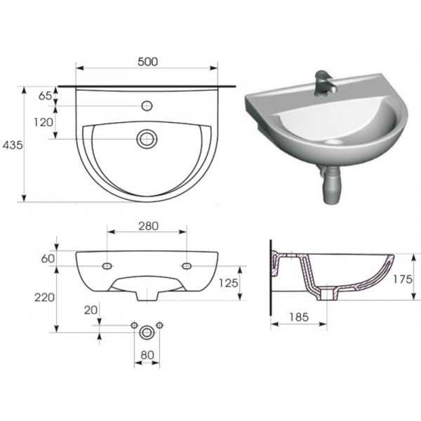 Умывальник Cersanit PRESIDENT 50 (картон) (000025805)
