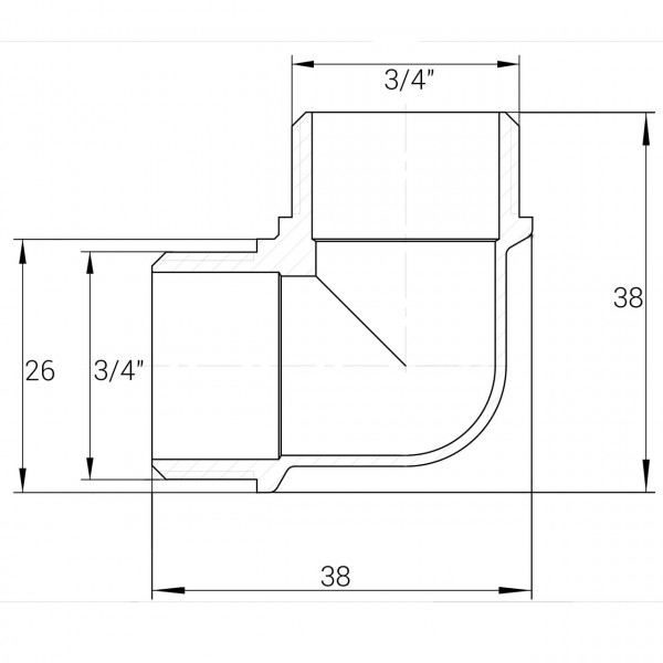 Кутник нікельований 3/4″ЗР х 3/4″ЗР штампований А0132А(нк) VA (000025770)