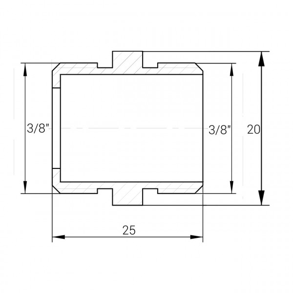 Ніпель нікельований 3/8″ЗР х 3/8″ЗР штампований під прокладку А0530А(нк) VA (000025774)