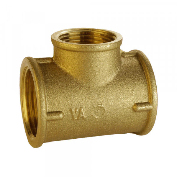 Тройник редукционный латунный 1″ВР х 3/4″ВР х 1″ВР штампованный А0220А VA (000025765)