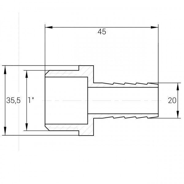 Штуцер нікельований 1″ЗР х 20мм штампований А2068А(нк) VA (000025799)