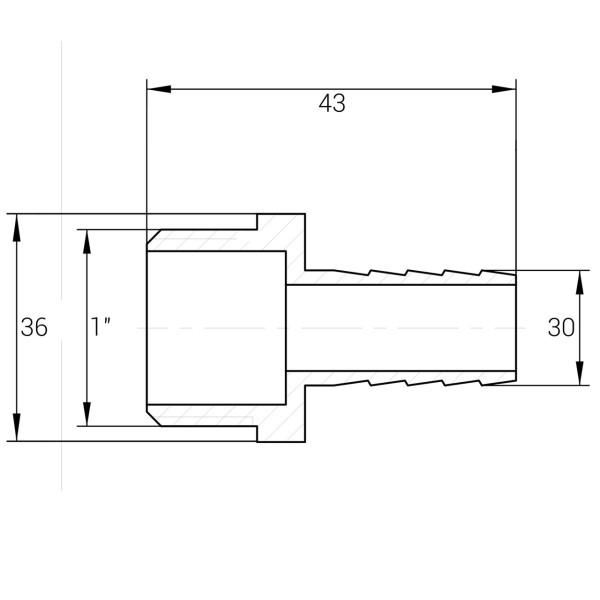 Штуцер нікельований 1″ЗР х 30мм штампований А2072А(нк) VA (000025800)