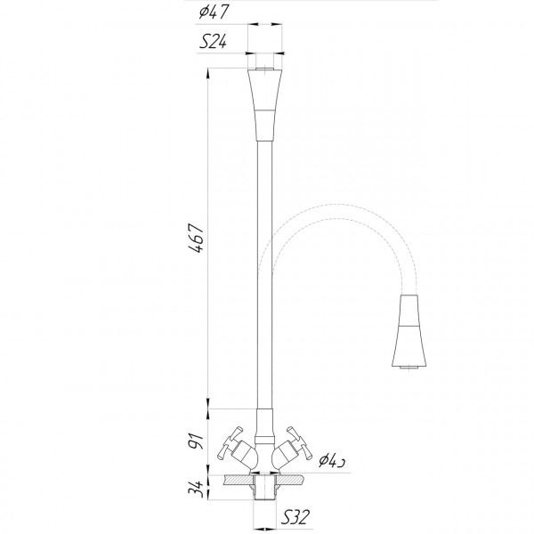 Смеситель для кухни DOMINO DK-H1-2N-103SK-G05 (000025224)