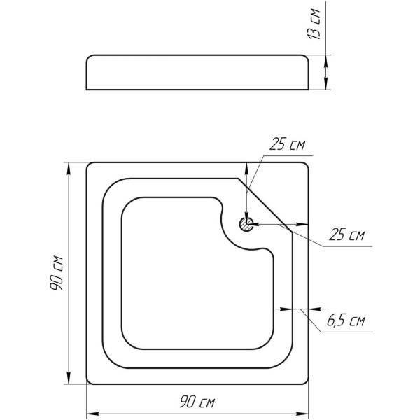 Душ поддон квадратный BRAVO LUBAWA SL 90 (000015787)