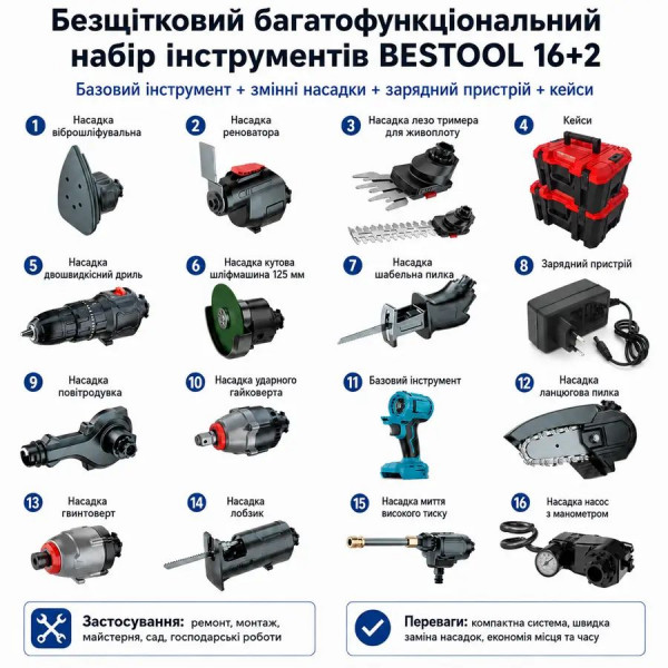 Набор электрических инструментов 16+2 набор инструмента (453432196)