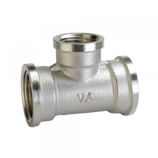 Трійник редукційний нікельований 3/4″ВР х 1/2″ВР х 3/4″ВР штампований А0212А(нк) VA (000025783)