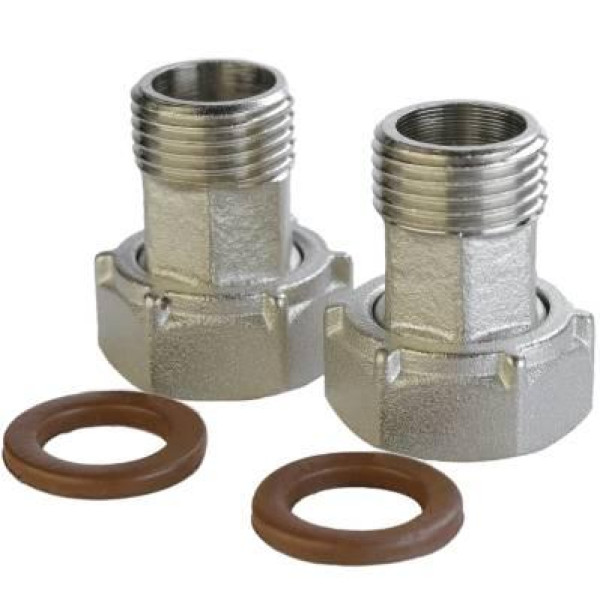 Комплект штуцеров для счетчика никелированный 3/4″ВР х 1/2″НР с прокладкой Б2709-1КбА(нк) VA (000026248)