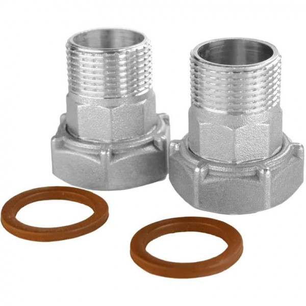 Комплект штуцерів для лічильника нікельований 1 1/4″ВР х 1″ЗР з прокладкою Б2745КбА(нк) VA (000026250)