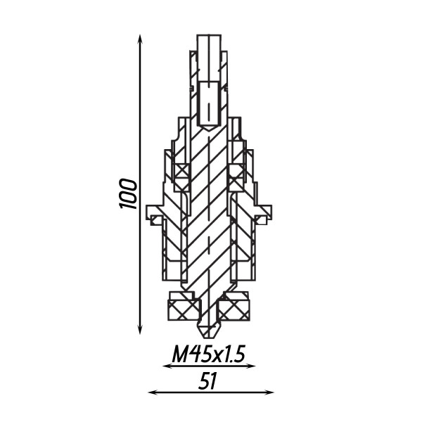 Вентильная головка без маховика для крана ХВ 1 1/2″ латунная М45 х 1,5 литейная Б1822А VA (26289) (000026289)
