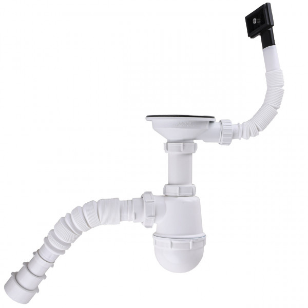 Сифон Waterstal А - 4007 під сталеву кухону мийку 1/2 40 з переливом, з гнучкою трубою (000026528)