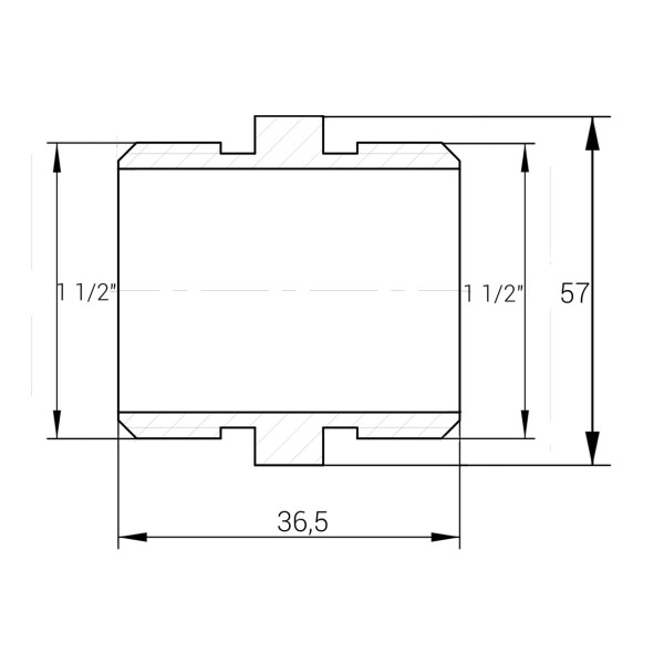 Ніпель латунний 1 1/2″ЗР х 1 1/2″ЗР штампований А0535А VA (000026553)