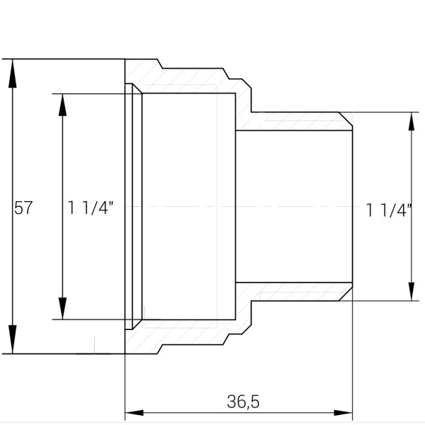 Переходник никелированный 1 1/4″ВР х 1 1/4″НР штампованный А0635А(нк) VA (000026574)