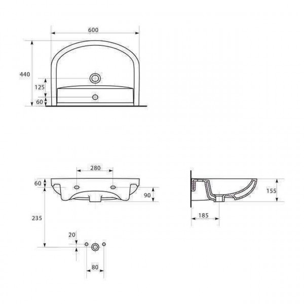 Умивальник меблевий Cersanit ARTECO 60 (000009885)