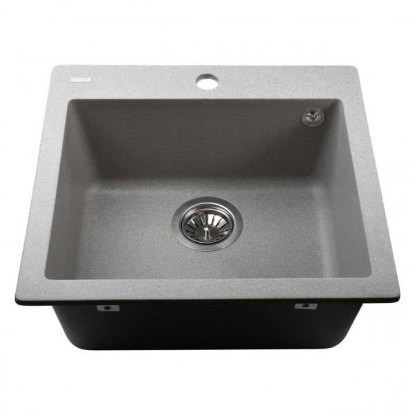 Гранитная мойка Globus Lux AOSTA серый камень 490x455мм-А0005 (000023382)