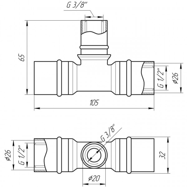 Трійник проміжний прес APE ITALY AP 131 26х20х26 (000002175)