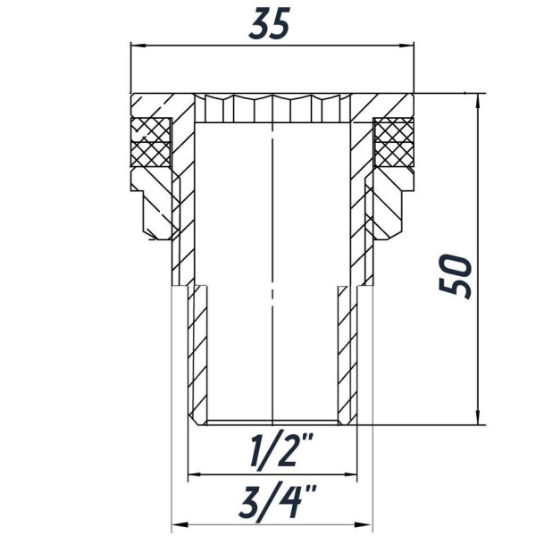 Врізання в бак Ø25 нікельоване 1/2″ЗР штамповане посилене Б5101А(нк) VA (000026732)