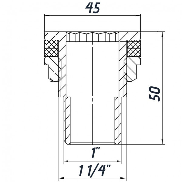 Врізання в бак Ø40 нікельоване 1″ЗР штамповане посилене Б5103А(нк) VA (000026734)