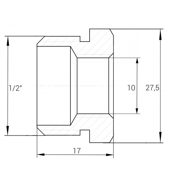 Футорка для датчика температури латунна 1/2″ЗР х М10 штампована А0701А VA (000026730)