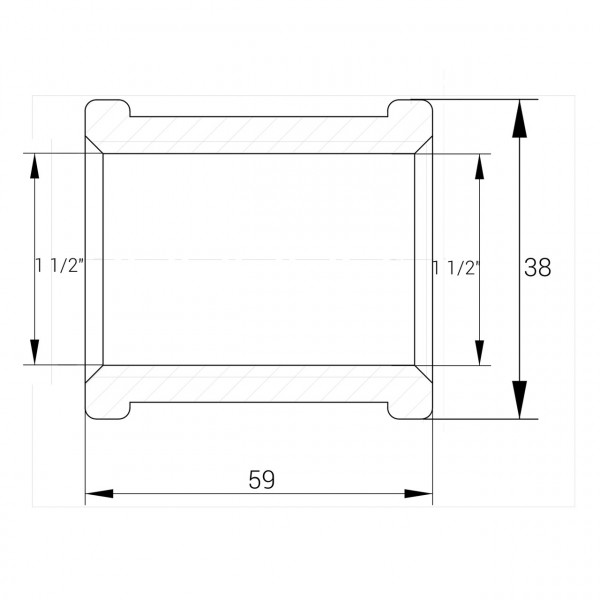 Муфта латунна 1 1/2″ВР х 1 1/2″ВР штампована восьмигранна А0355А VA (000026714)