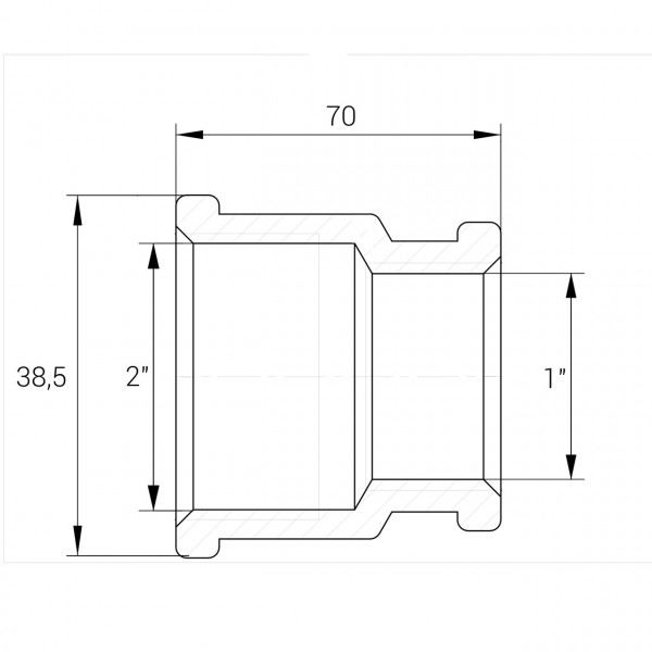 Муфта редукційна латунна 2″ВР х 1″ВР штампована восьмигранна А0339А VA (000026715)