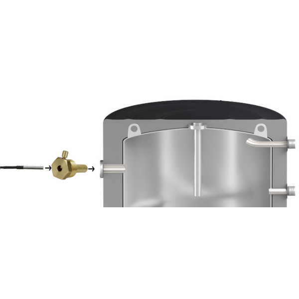 Занурювальна гільза для датчика температури латунна 1/2″ЗР х Ø7мм штампована довжина 50мм Б07214А VA (000026728)