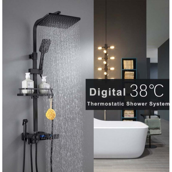 Душевая система хром,термостатический набор для душа-4 функции