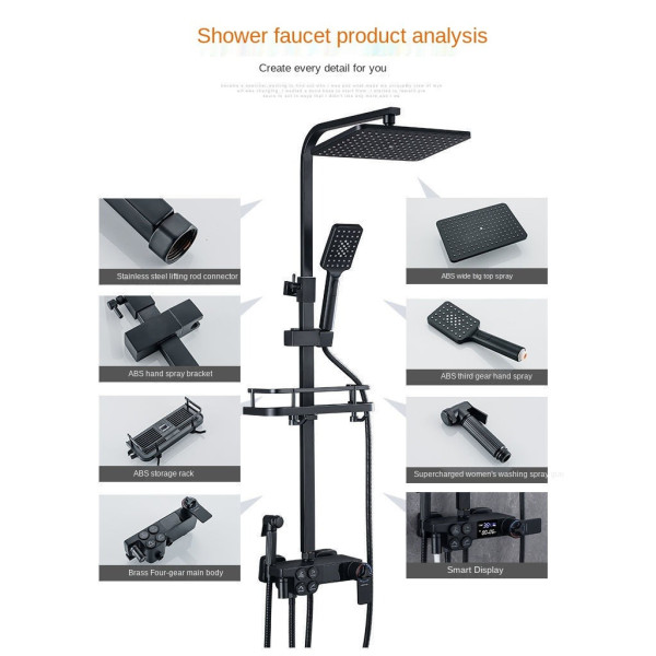 Душевая система хром,термостатический набор для душа-4 функции
