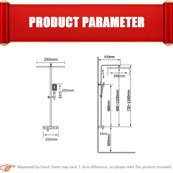 Душевая система хром, термостатический набор для душа-4 функции