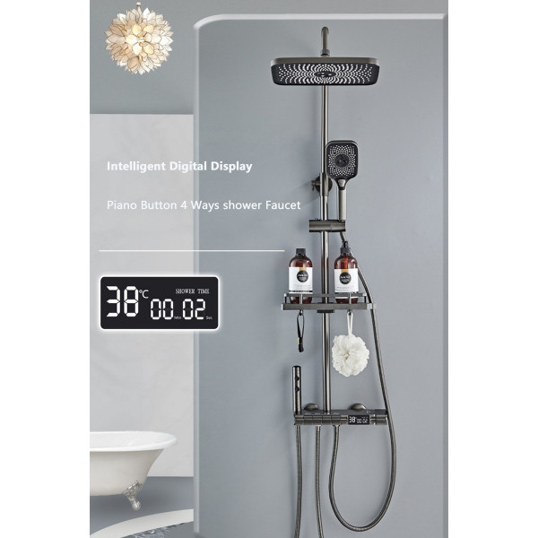 Душова система хром, термостатичний набір для душу-4 функції (837384473)