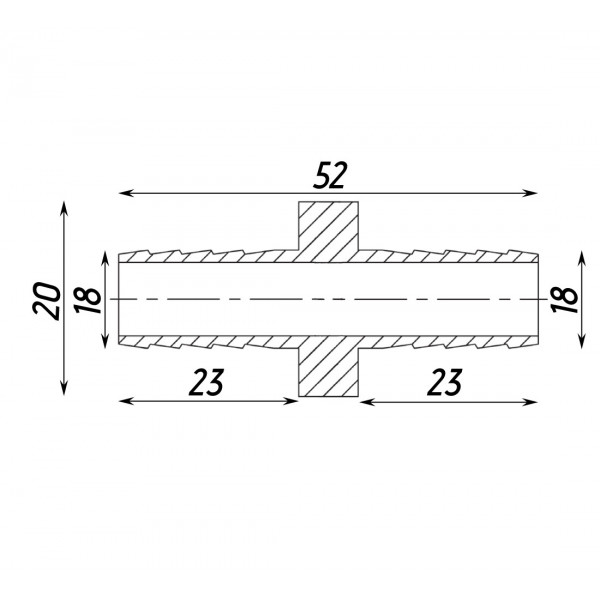Трубка соединительная никелированная прямая 18мм х 18мм штампованная А05207А(нк) VA (000026826)