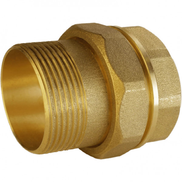 Згін американка пряма латунна 1 1/4″ВР х 1 1/4″ЗР штампована з резиновою прокладкою Б0841А VA (000026903)