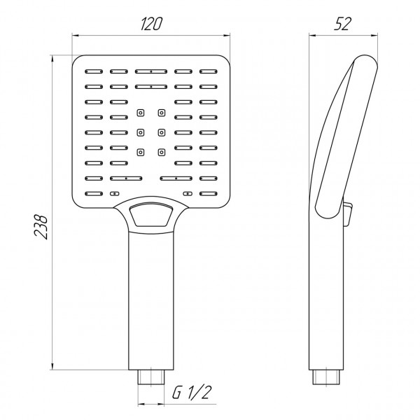 Душевая лейка NSD-220-BB Чорна, Пласт.,1-позиційна!!!