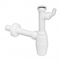 Сифон для раковини VIEGA 1 1/4″х1 1/4″ з відводом, пластик білий бутил. 326319 (000000809)