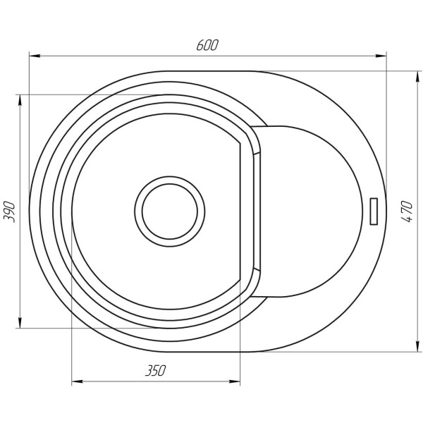 Гранитная мойка Globus Lux MORAINE серый камень 600x470мм-А0005 (000022393)