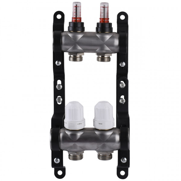 Колектор нержавіюча сталь з вимірювачем витрат ЕСО 001N 1″ x2 (000027044)